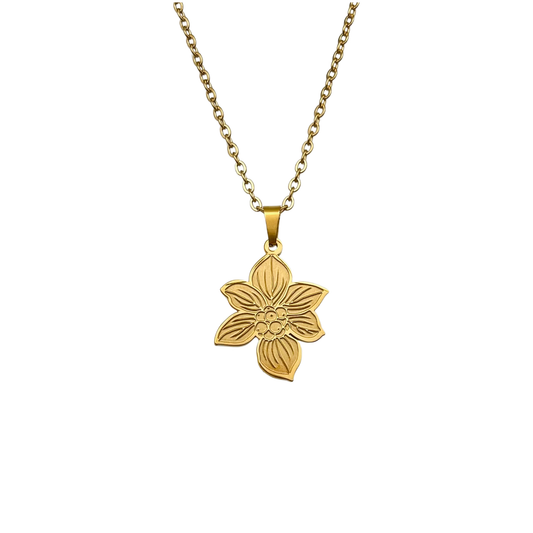 Gold Canada Bunchberry Flower Necklace