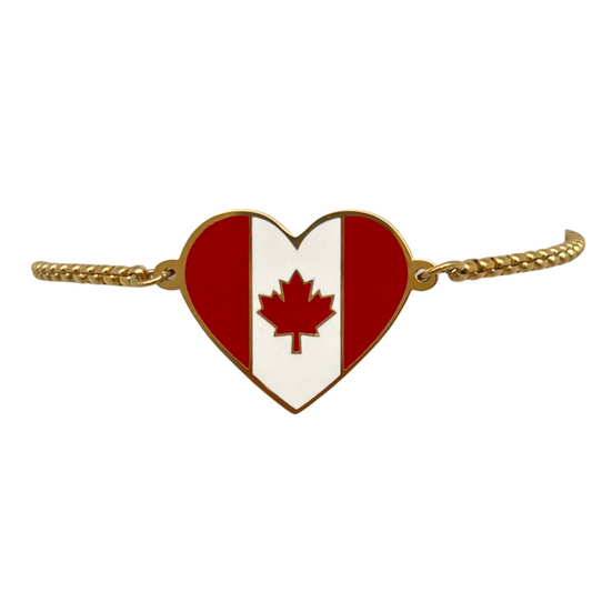 Gold Multi Canada Flag Heart Bracelet