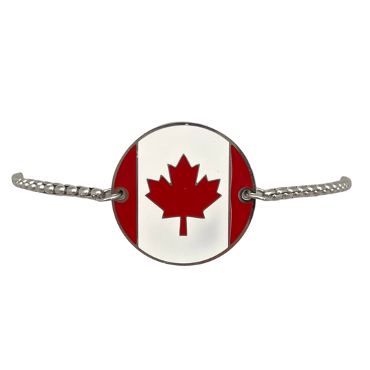 Silver Multi Round Canada Flag Bracelet