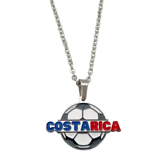 Silver Multi "Costa Rica" Soccer Ball Necklace