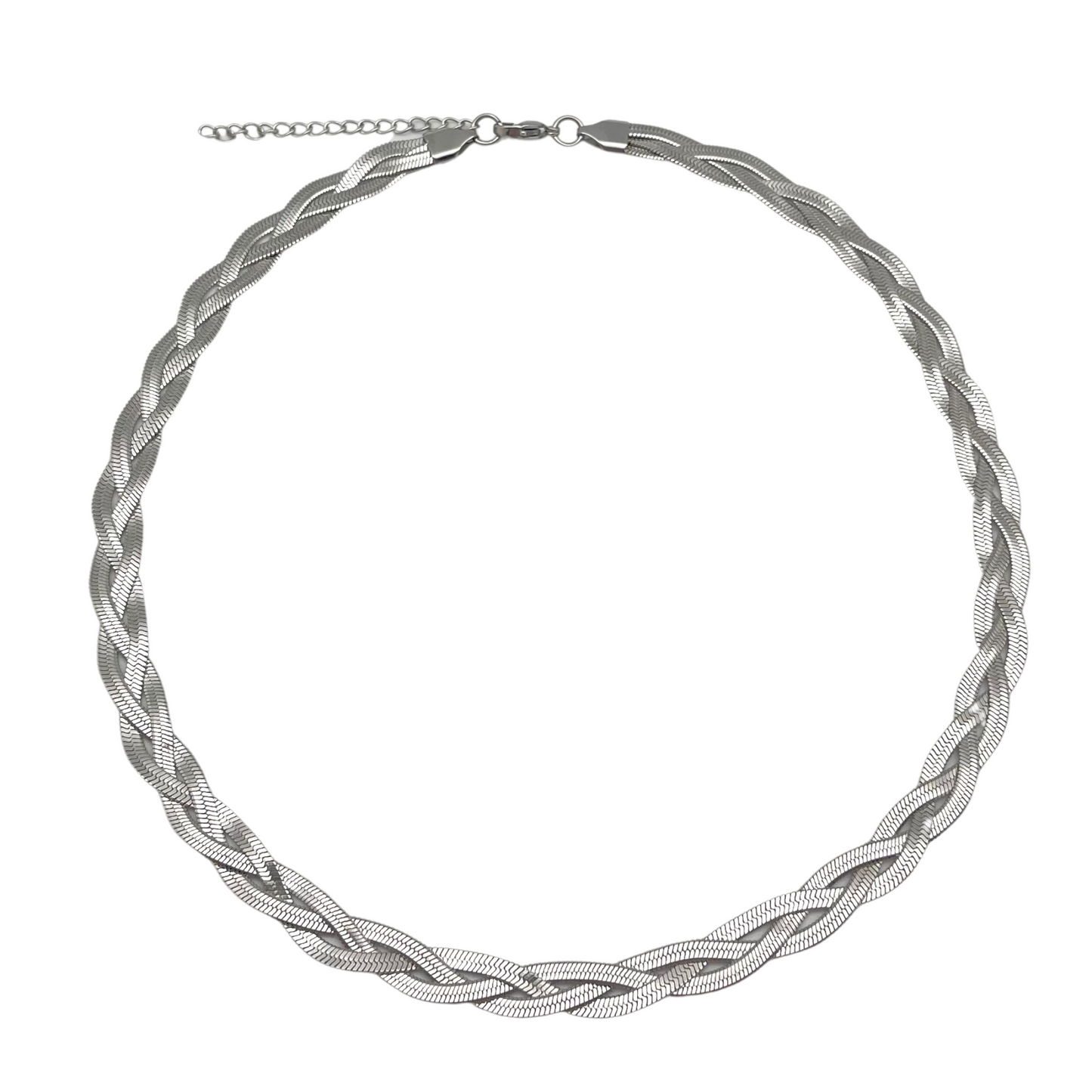 Triple Braided Herringbone Link Necklace