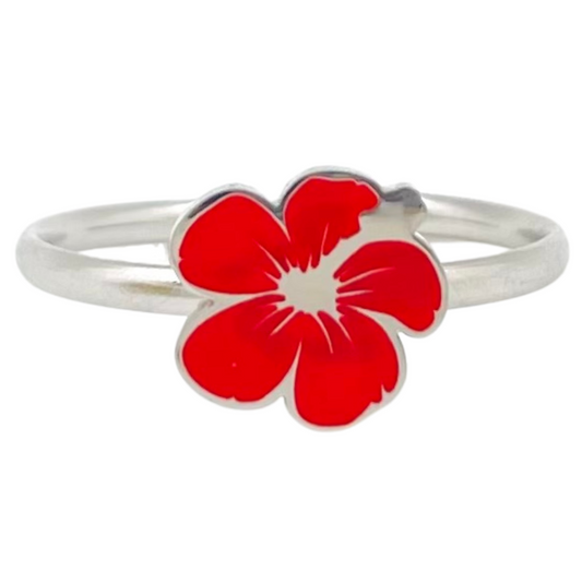Silver Enamel Flower “Flor de Maga” Adjustable Ring