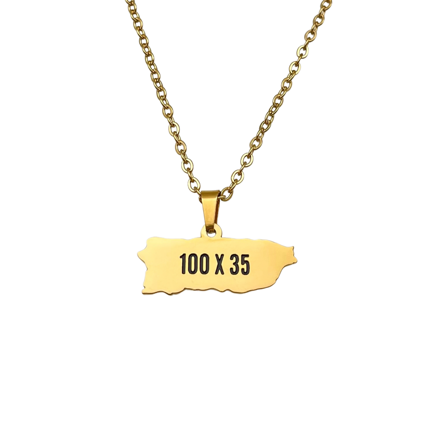 Gold 100 x 35 PR Map Necklace