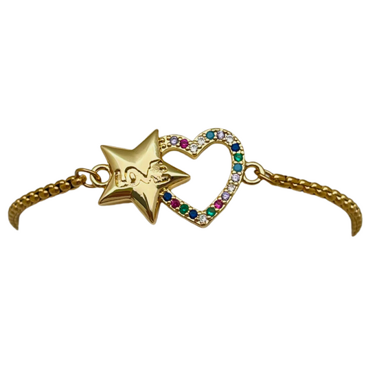 Love Star & CZ Heart Bracelet