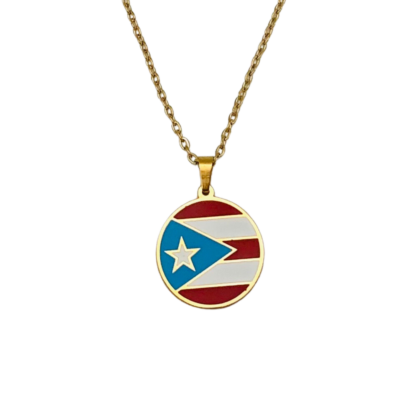 Gold Multi Round PR Flag Necklace