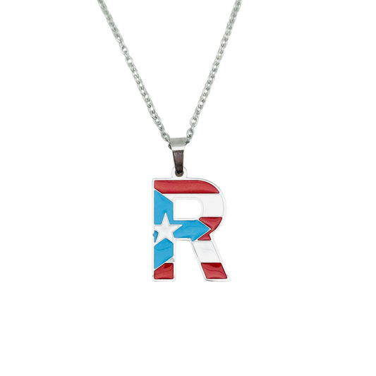 Letter R PR Flag Necklace