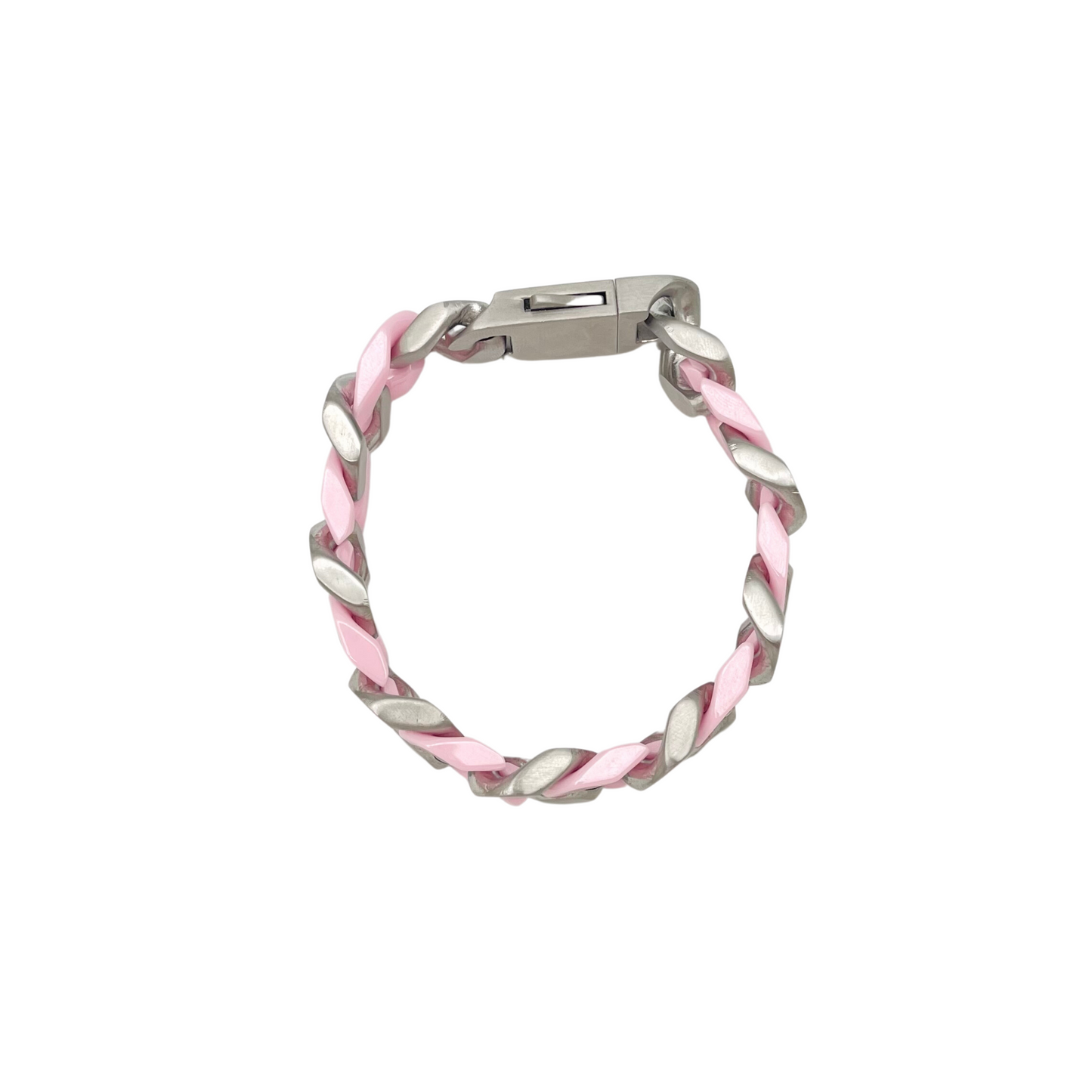 Pink Ceramic Cuban Bracelet