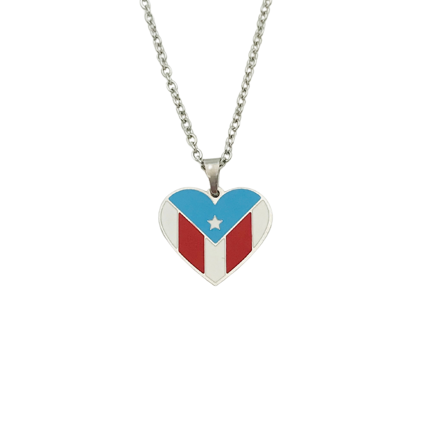 Multi Silver PR Flag Heart Necklace