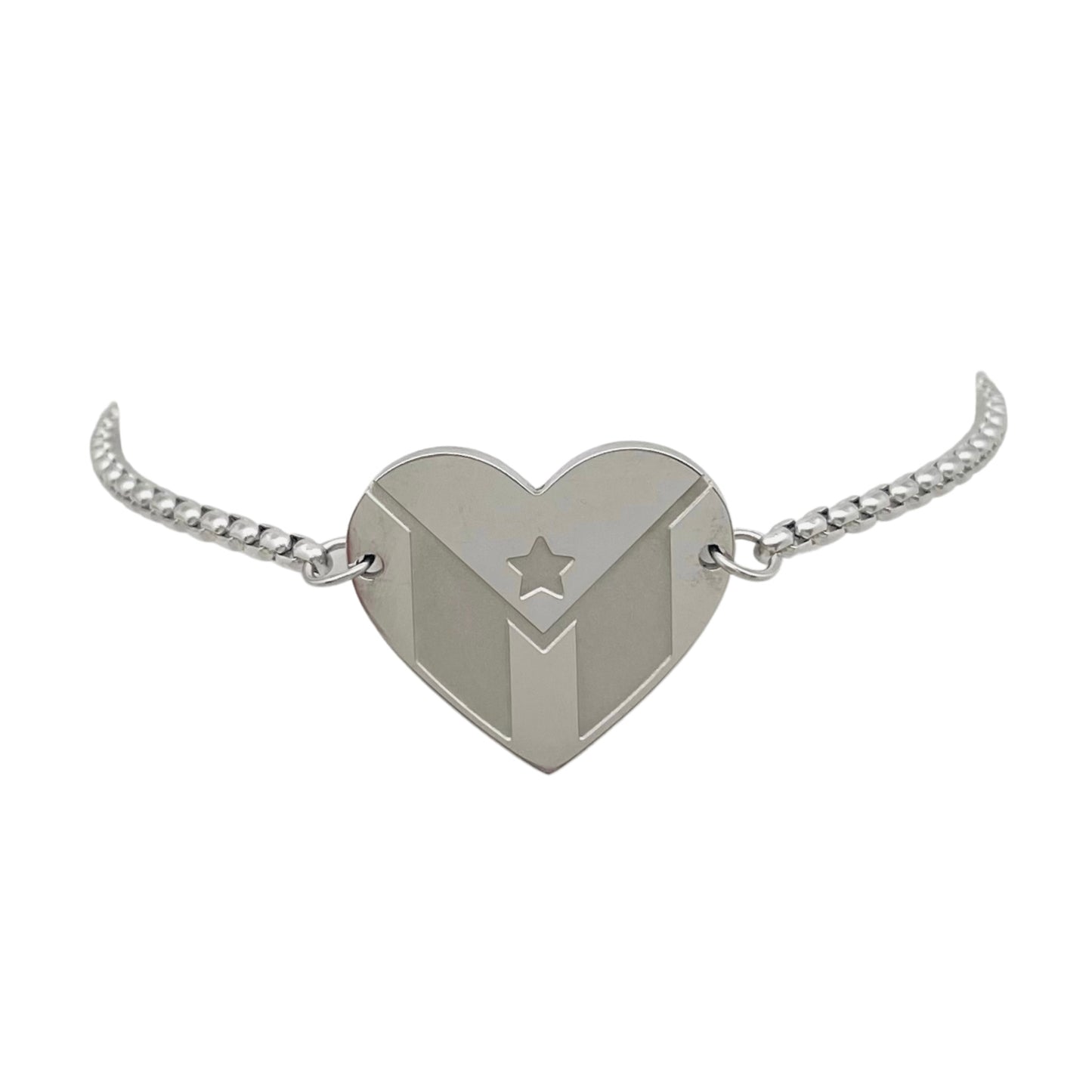 Silver PR Flag Heart Bracelet