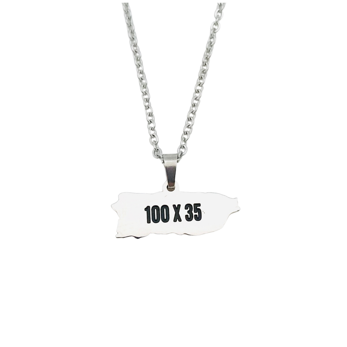 Silver 100 x 35 PR Map Necklace