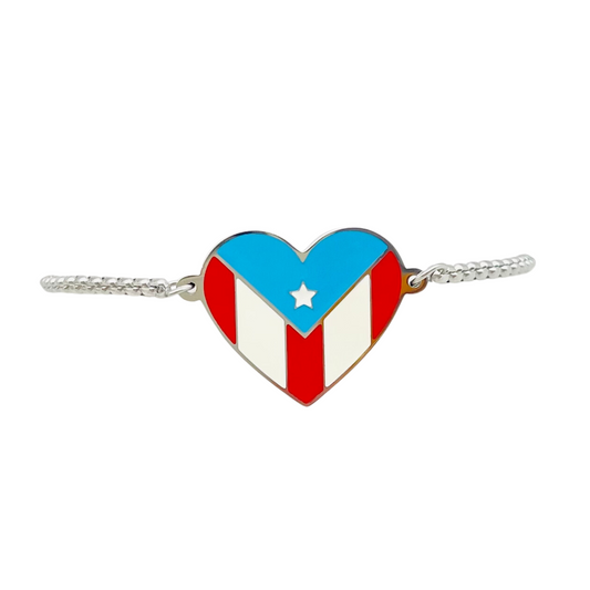 Multi Silver PR Flag Heart Bracelet