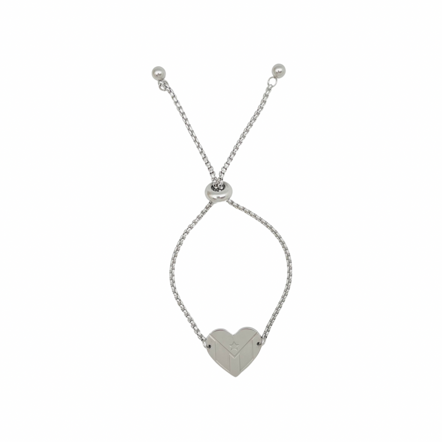 Silver PR Flag Heart Bracelet