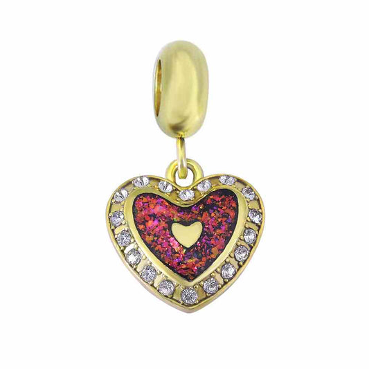 CZ Enamel Heart Dangle Necklace