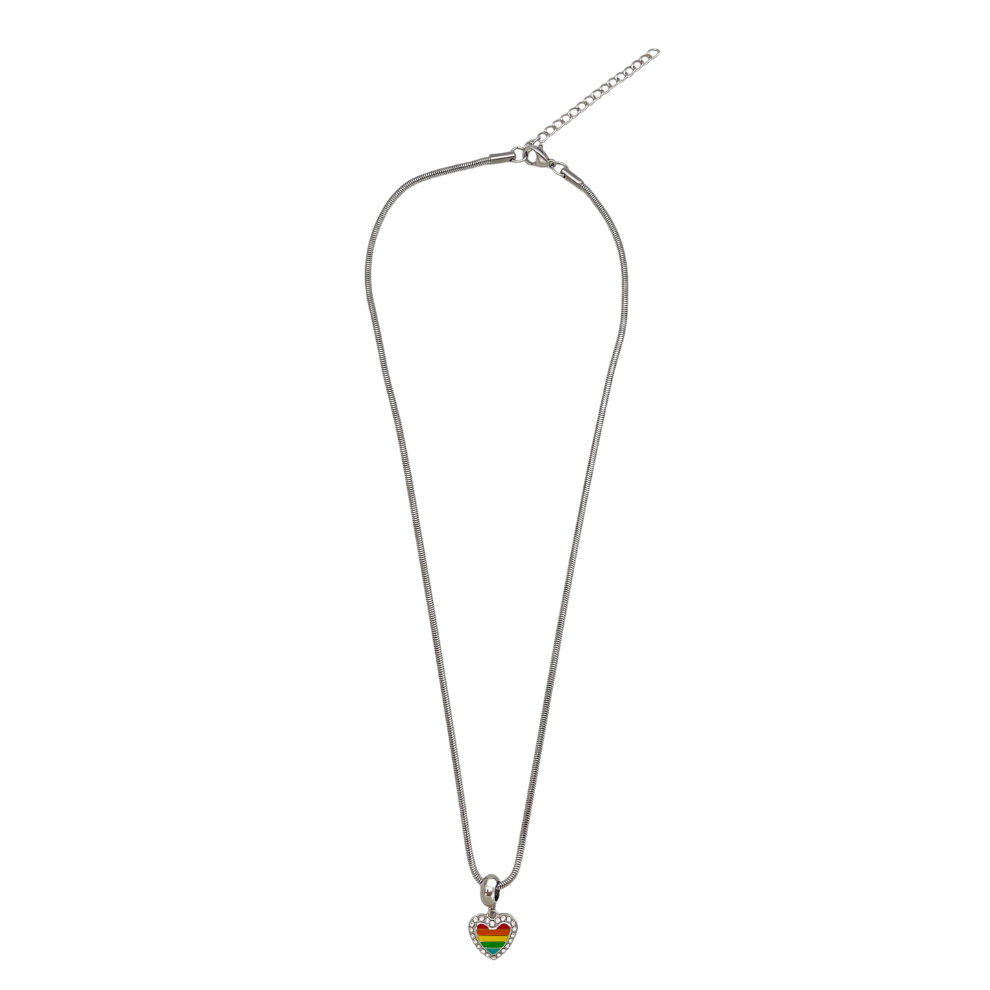 Pride Heart CZ Dangle Necklace