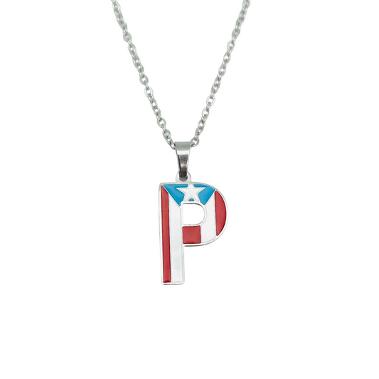 Letter P PR Flag Necklace