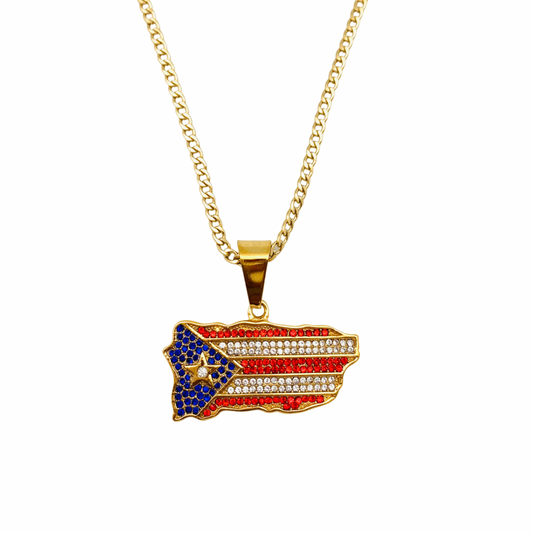 Gold CZ PR Map Necklace