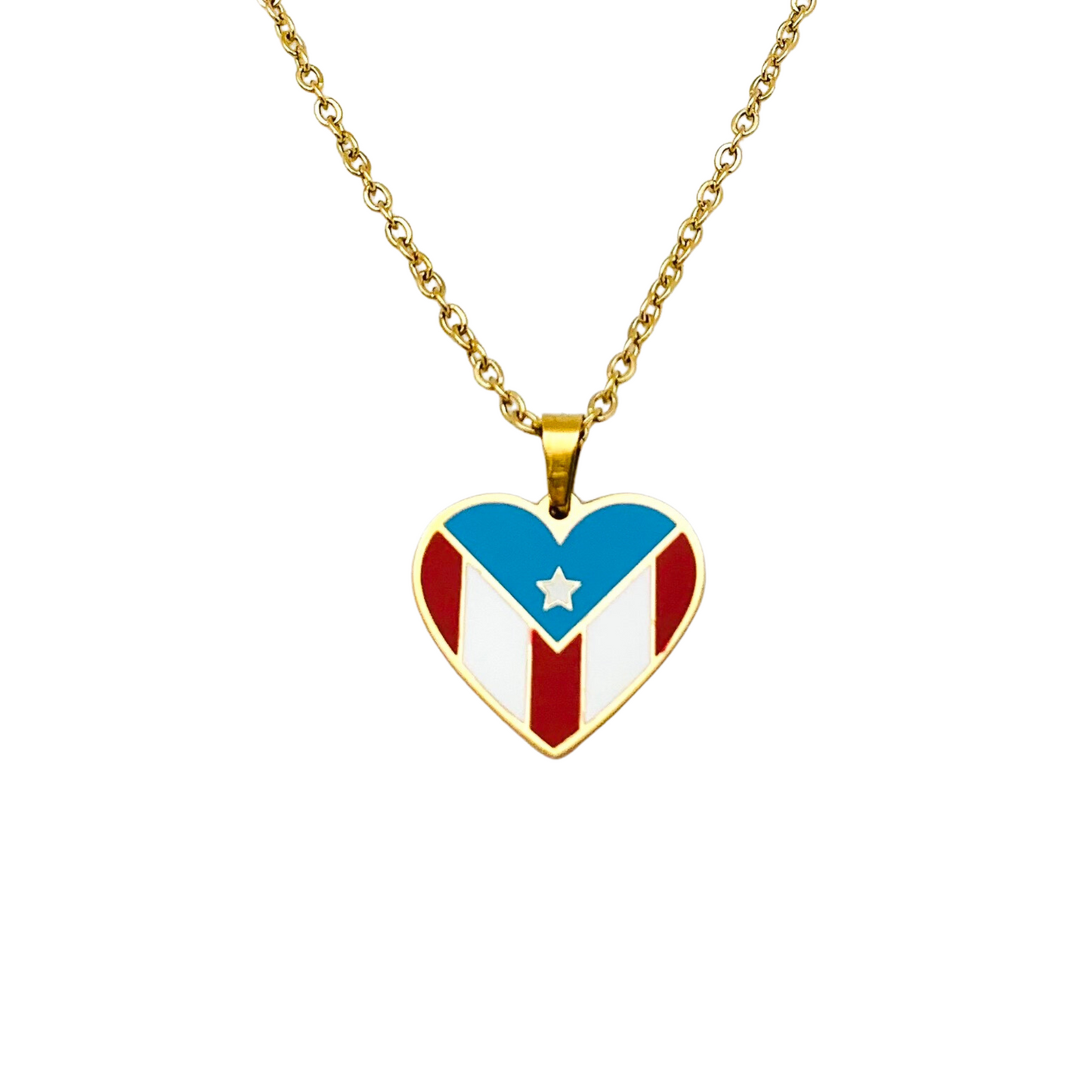 Multi Gold PR Flag Heart Necklace