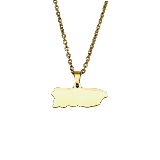 Gold PR Map Necklace