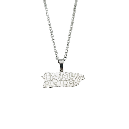 Silver "Pueblos" PR Map Necklace