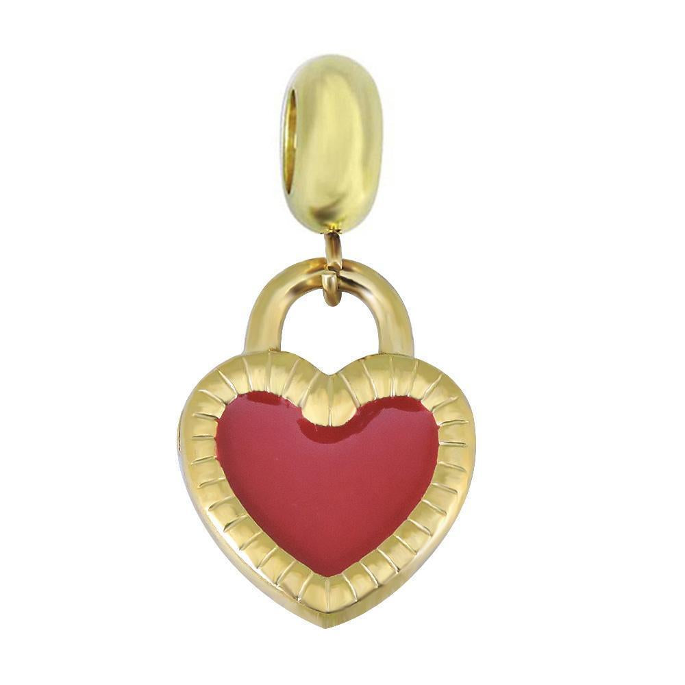 Enamel Heart Lock Dangle Necklace