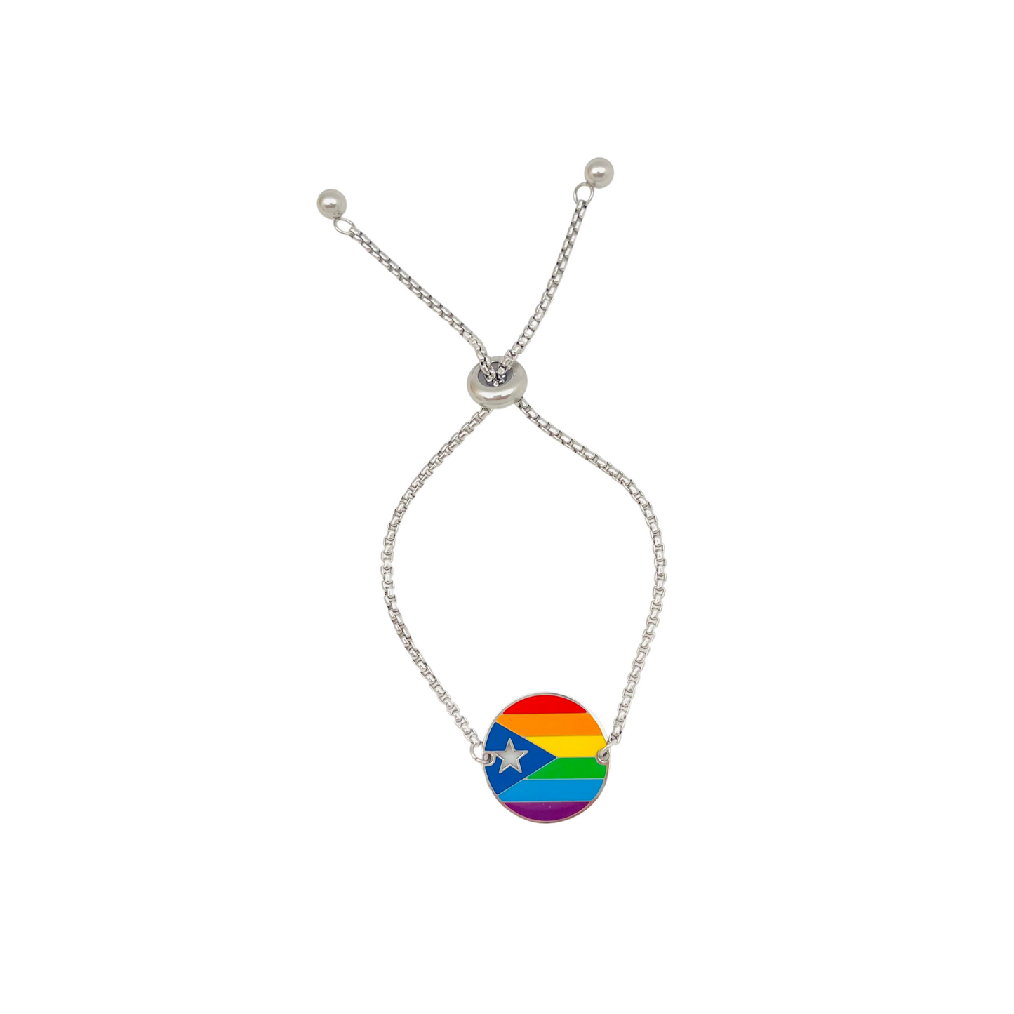 Silver Pride PR Flag Bracelet