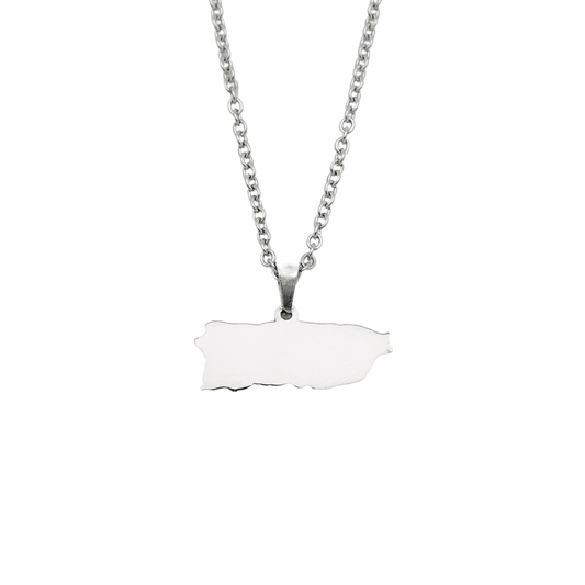 Silver PR Map Necklace