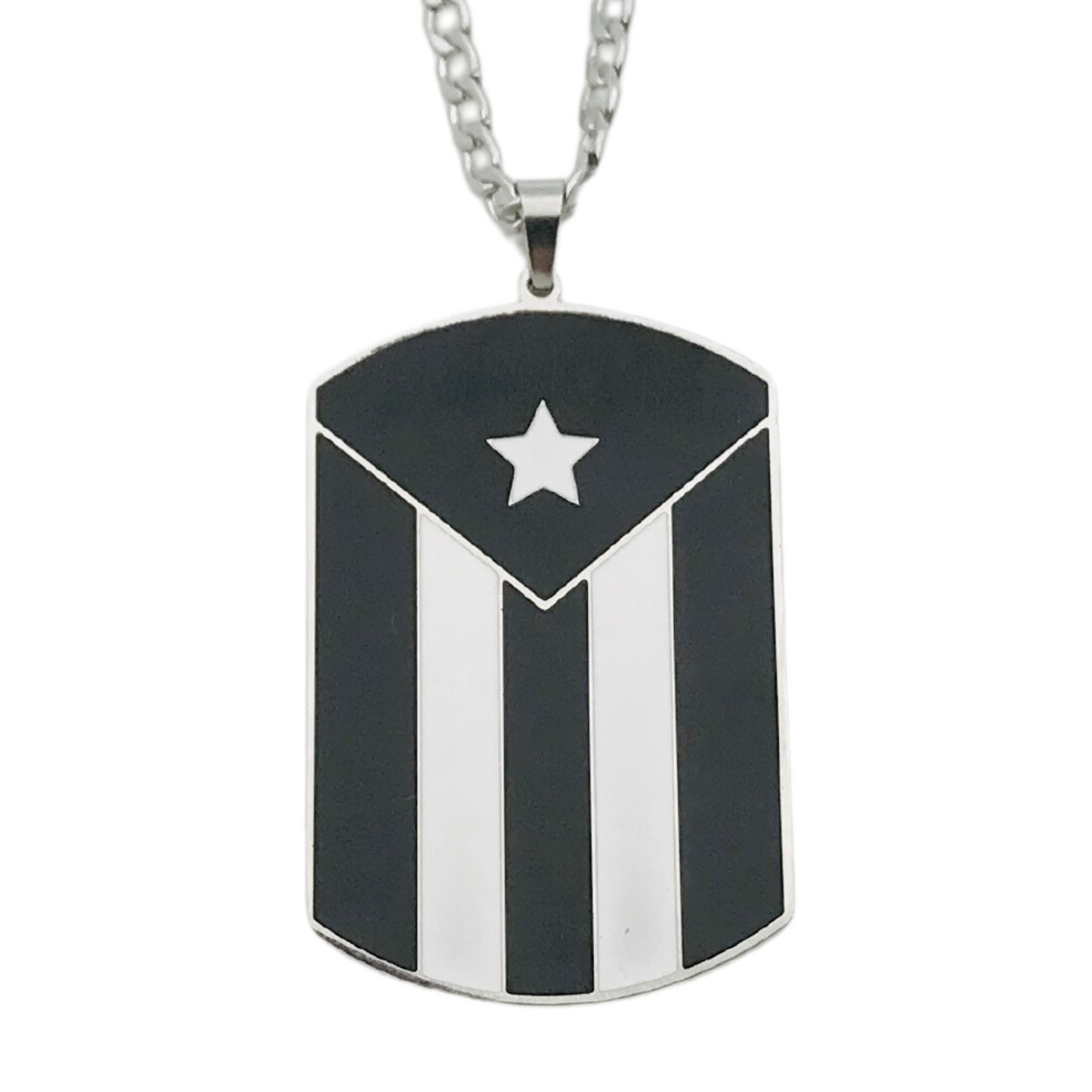 Silver B&W PR Flag ID Tag