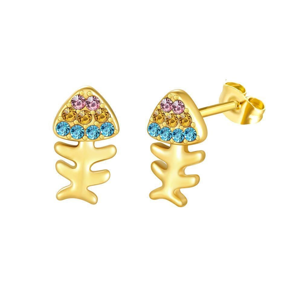 Multicolor Fish Skeleton Earrings