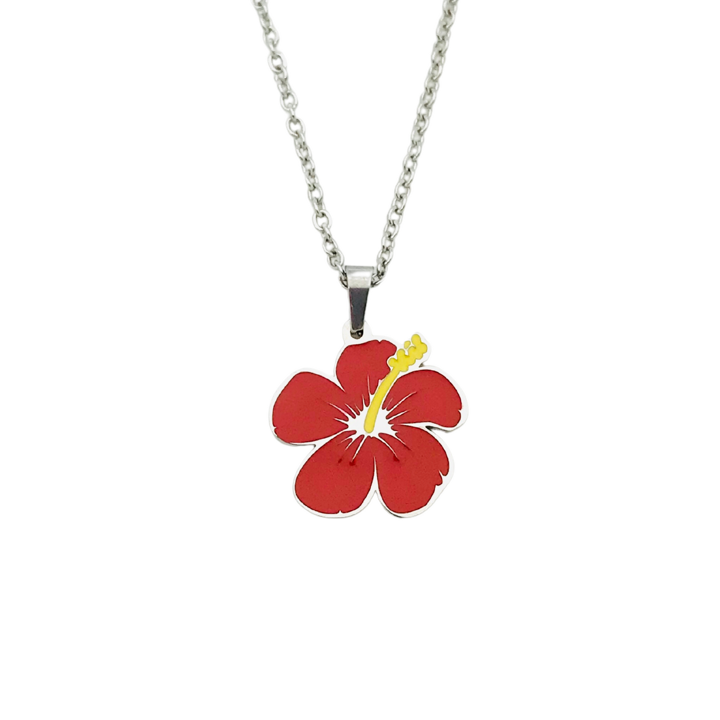 Silver Enamel Flower "Flor de Maga" Necklace