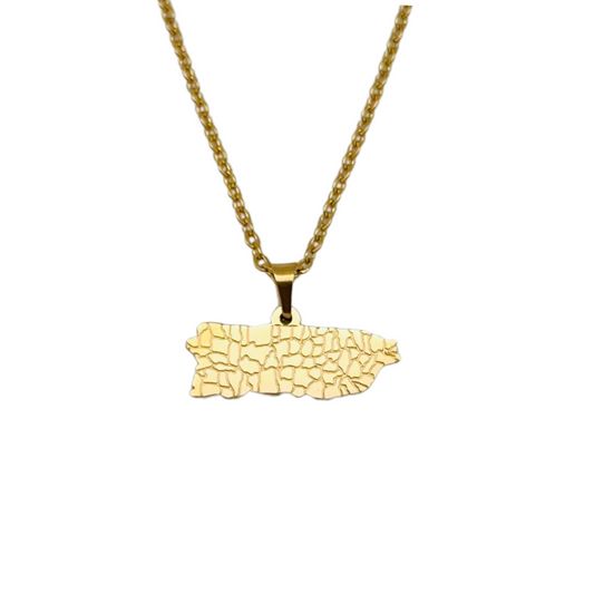 Gold "Pueblos " PR Map Necklace