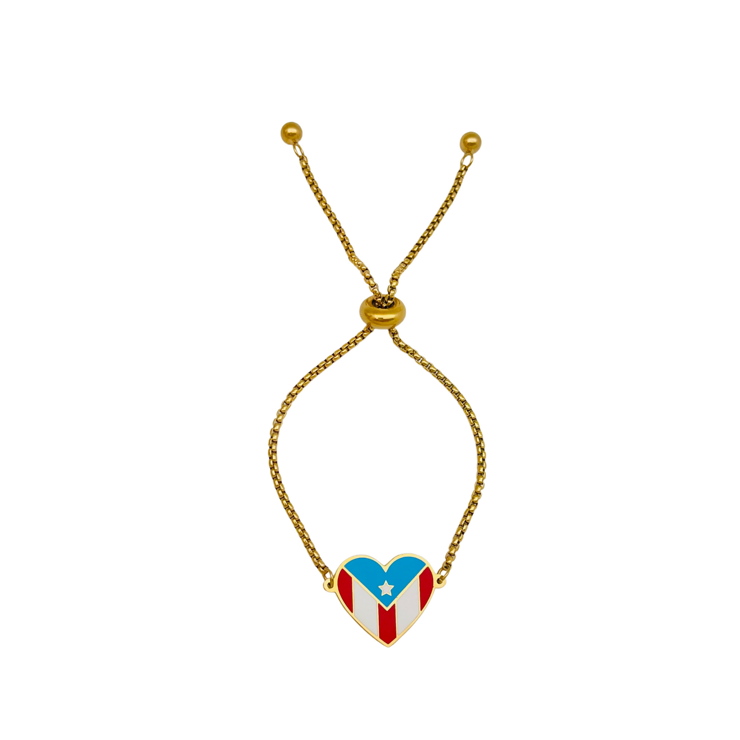 Multi Gold PR Flag Heart Bracelet