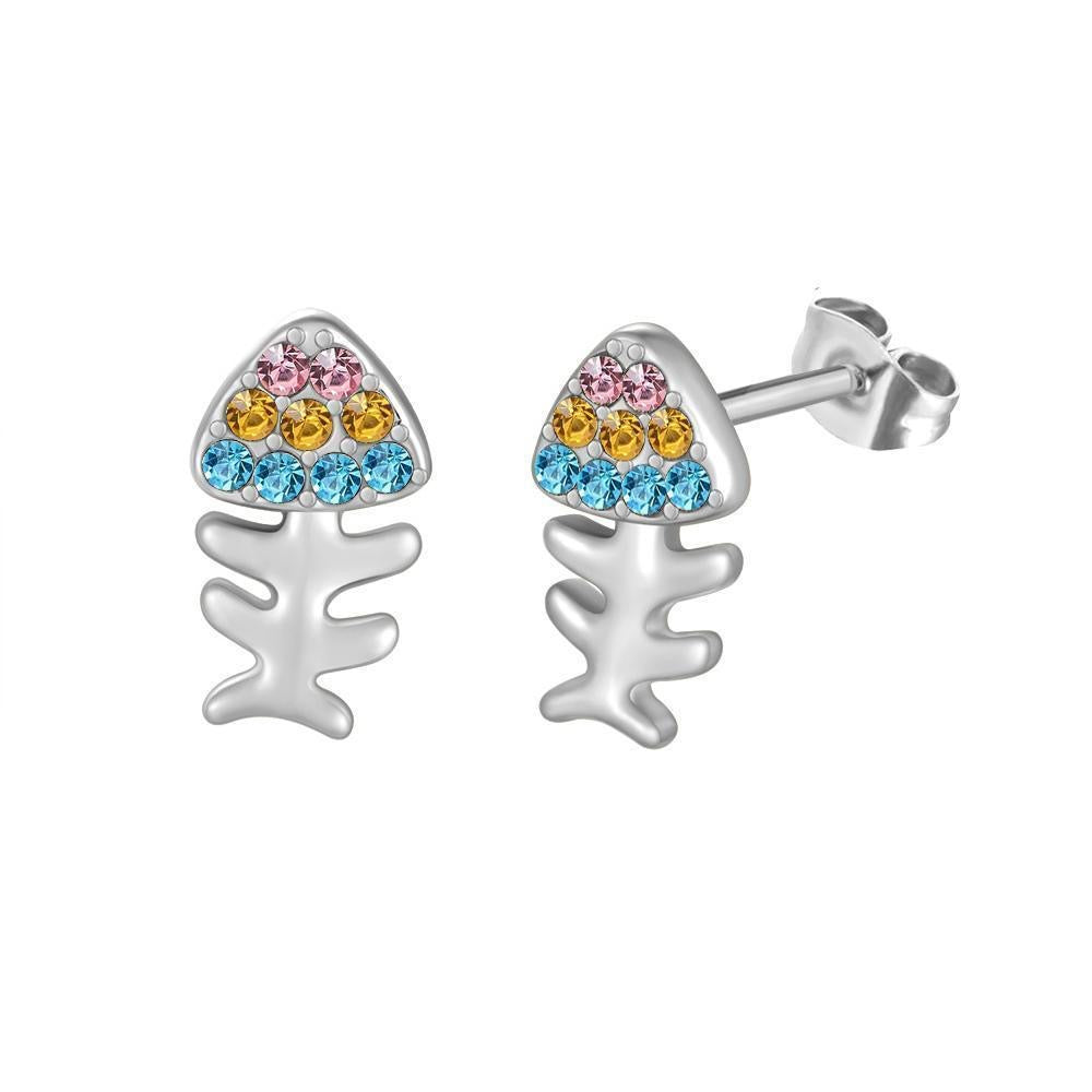 Multicolor Fish Skeleton Earrings