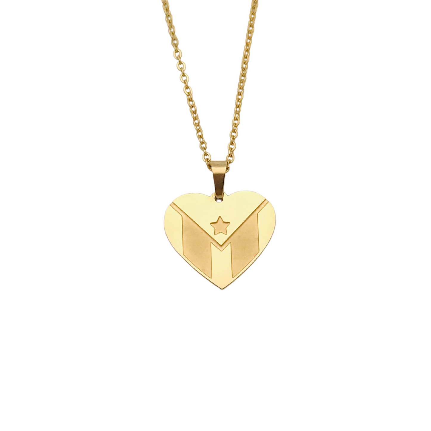 Gold PR Flag Heart Necklace