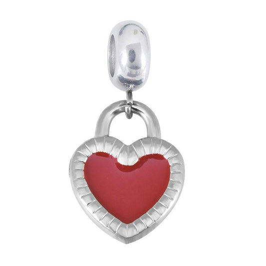 Enamel Heart Lock Dangle Necklace